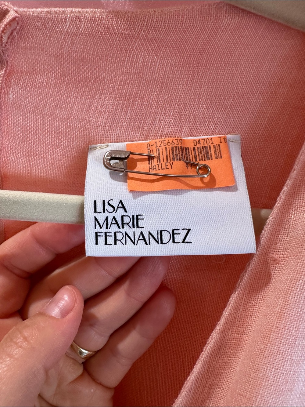 Lisa Marie Fernandez Coral Pink Knit Top with Orange Accent Tag - Picture 5 of 6